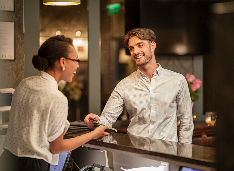 Guest checking in at reception