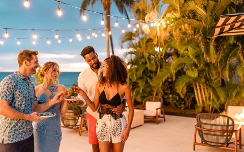 a group of people standing outside