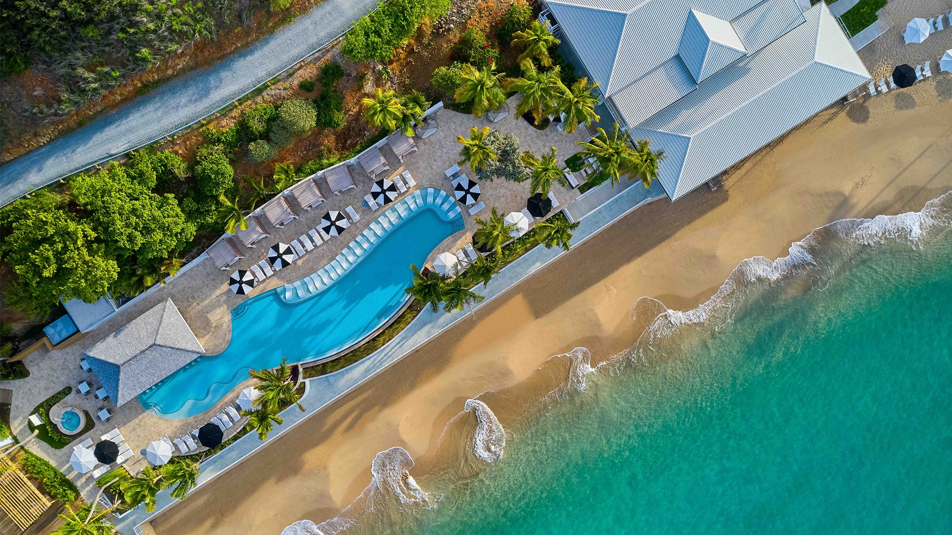 a swimming pool and a beach