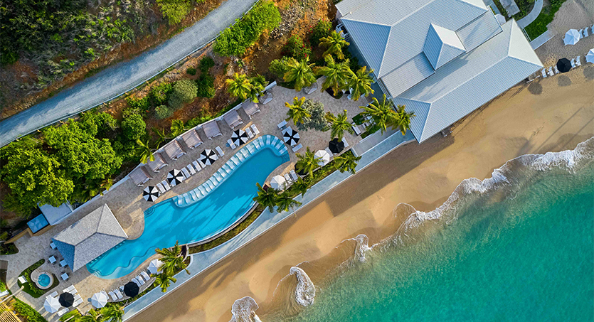 a swimming pool and a beach