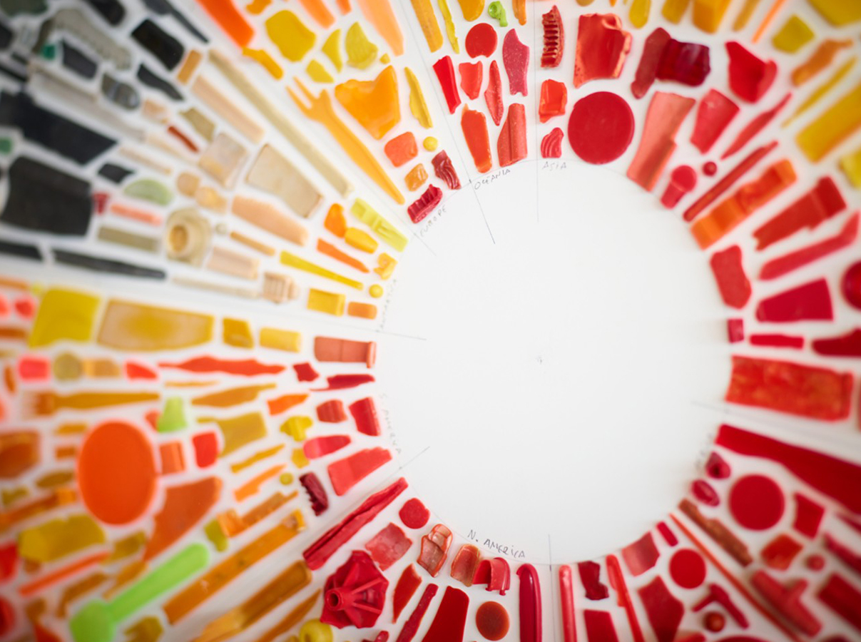 a colorful mosaic of pieces of glass