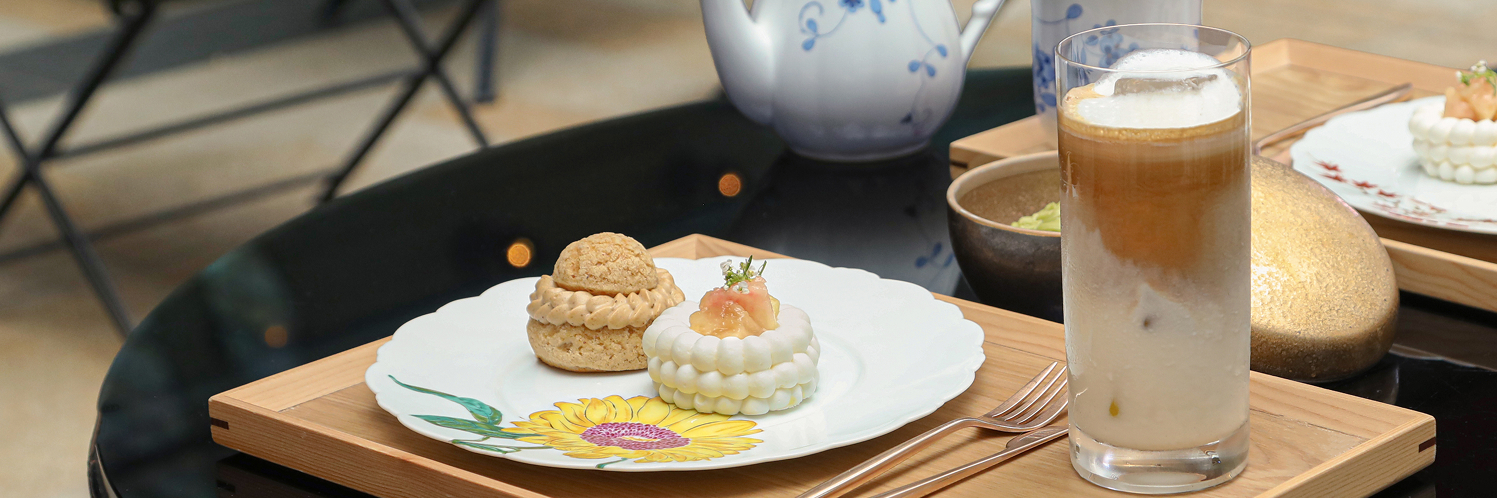 a plate of desserts on a table