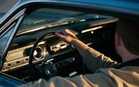 a person driving a car