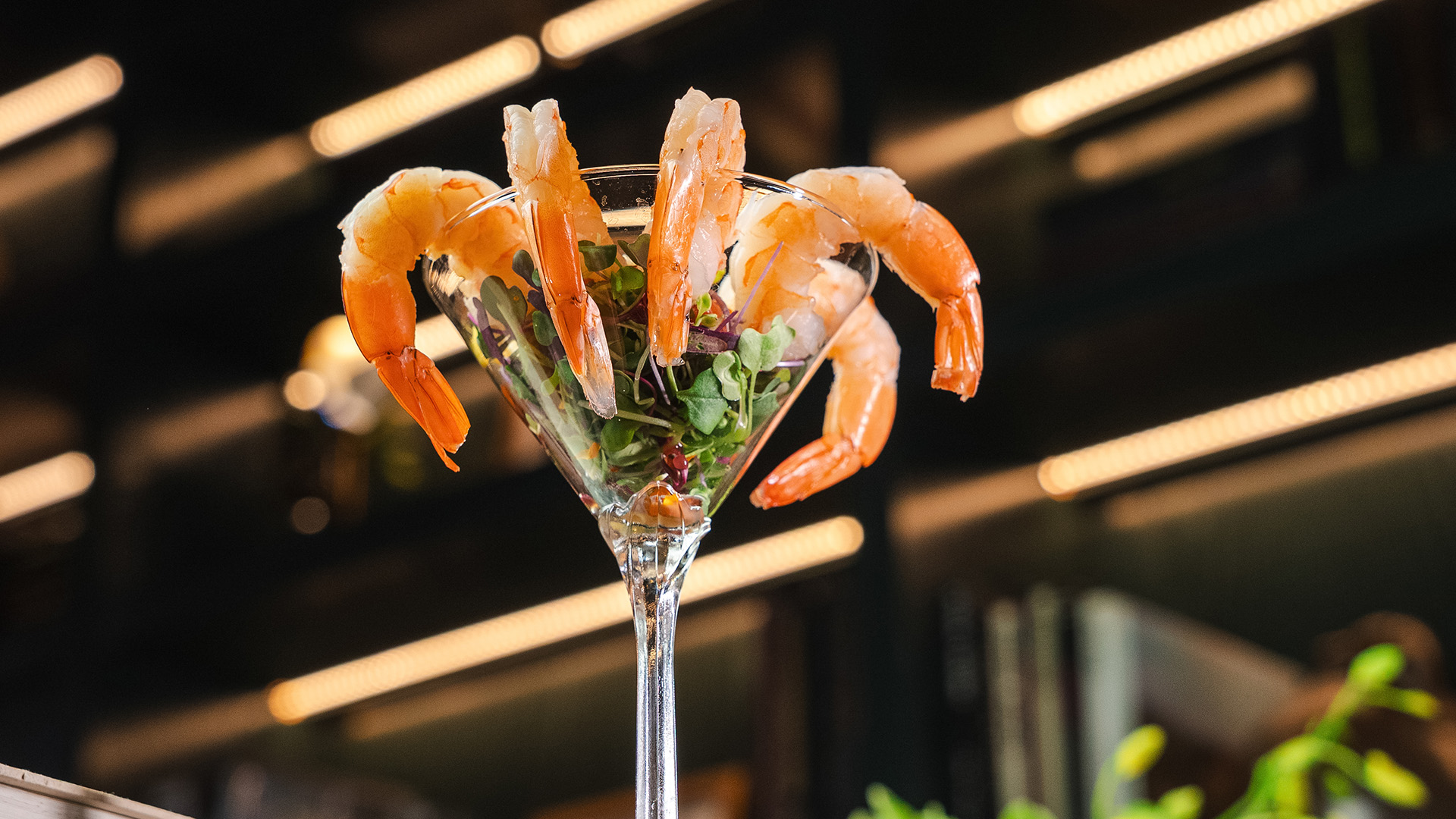 a shrimp cocktail in a martini glass