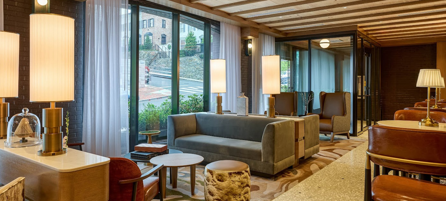 a room with a couch and a table