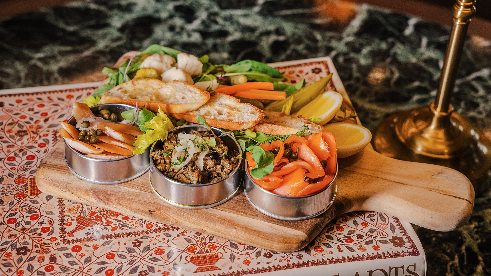 a tray of food on a table