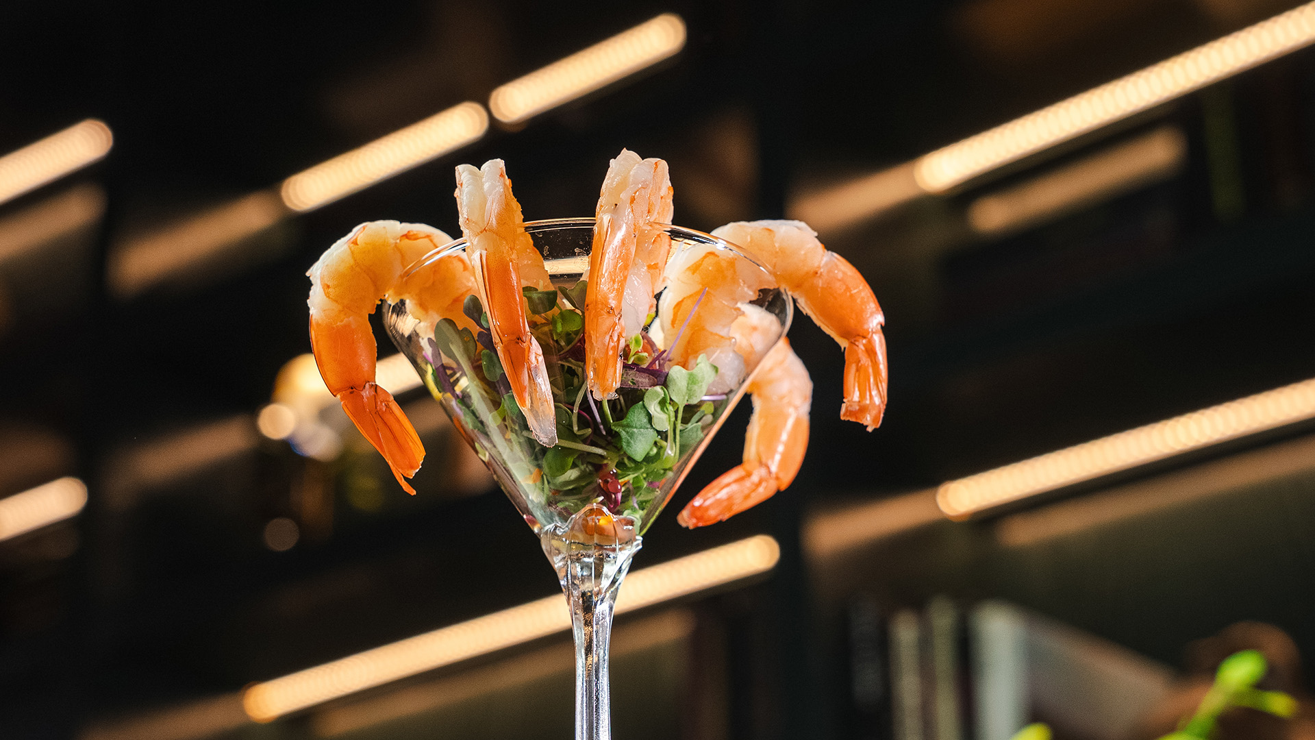 a shrimp cocktail in a martini glass