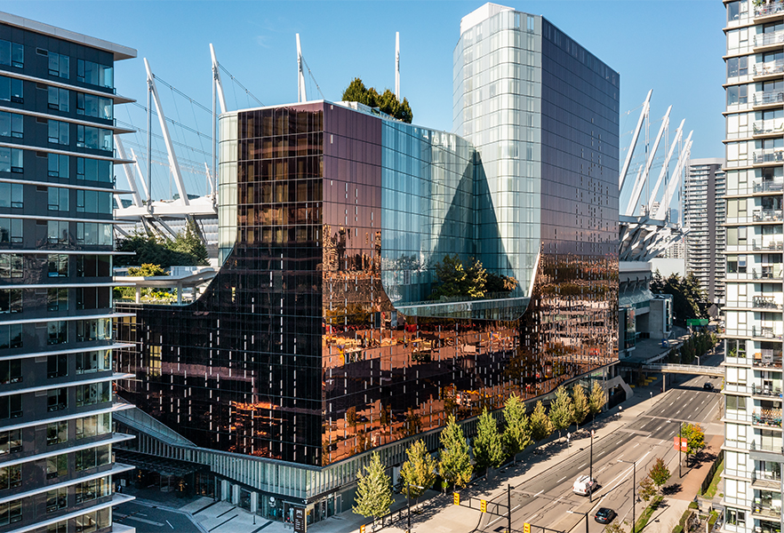 a building with glass windows