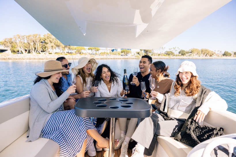 a group of people on a boat