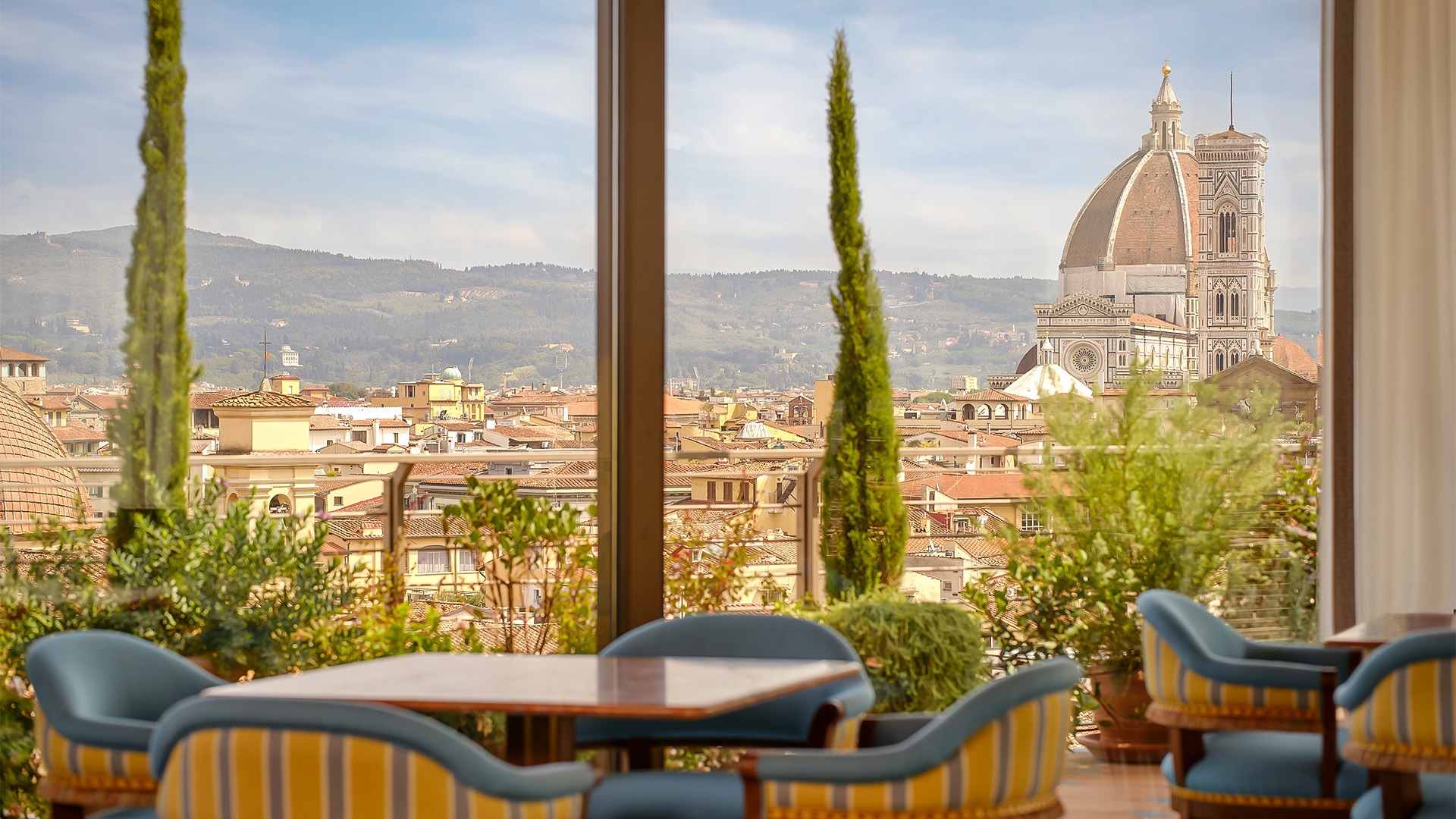 a view of a city from a balcony