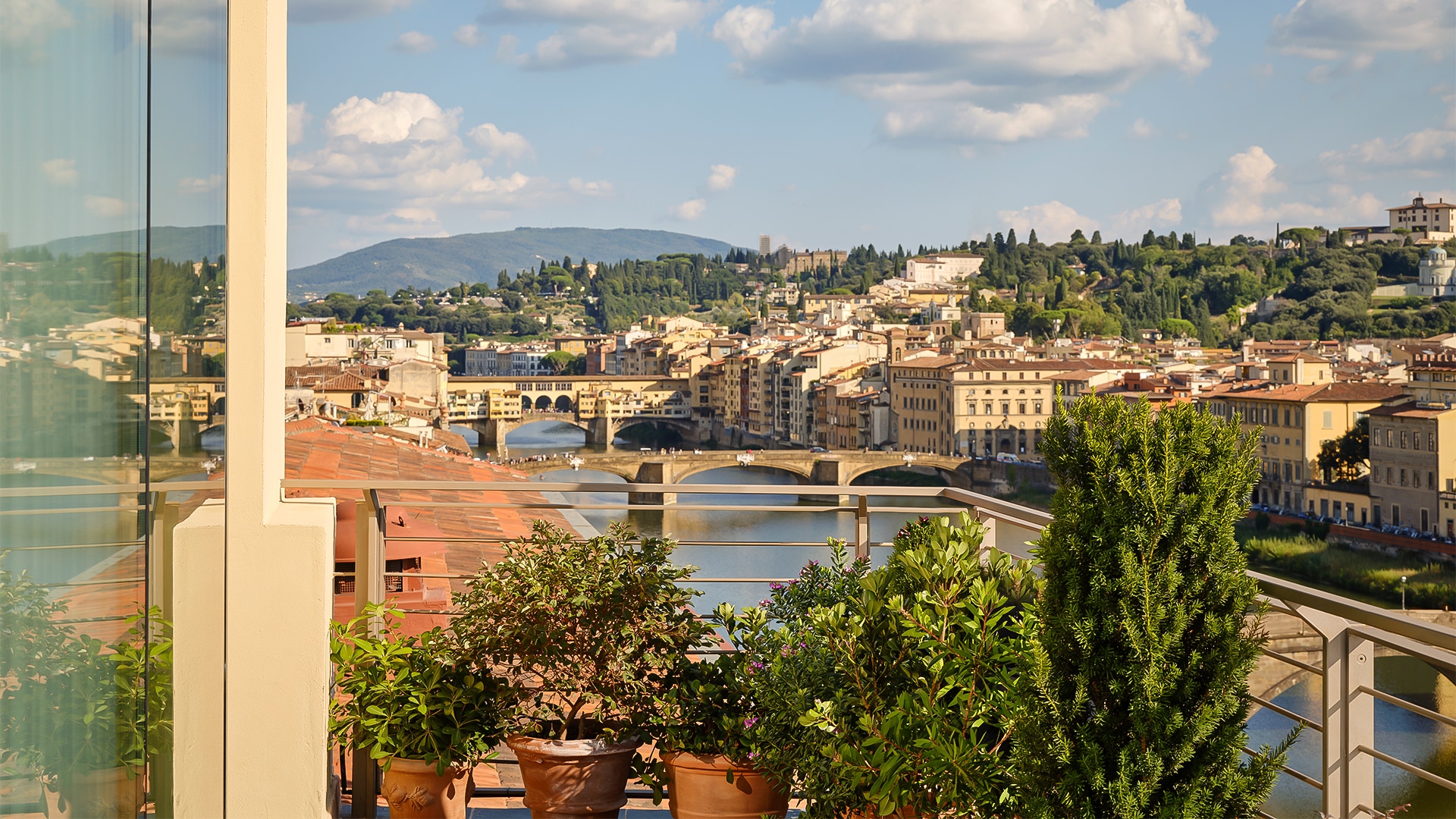 a view of a city from a balcony
