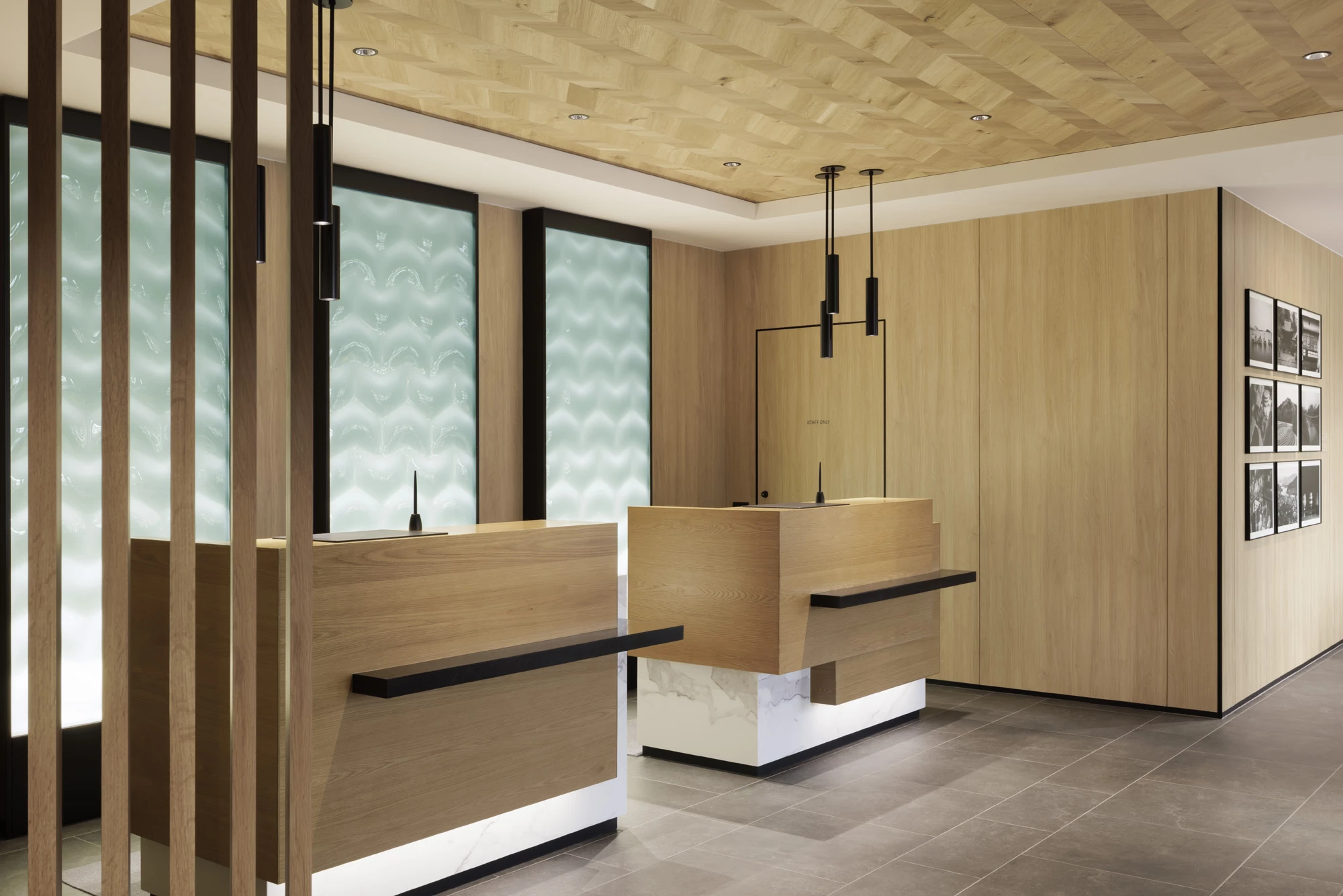 a reception desk in a room