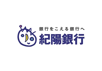 a logo with blue text and a cartoon face