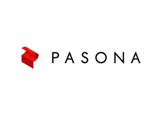 a logo with a red ribbon