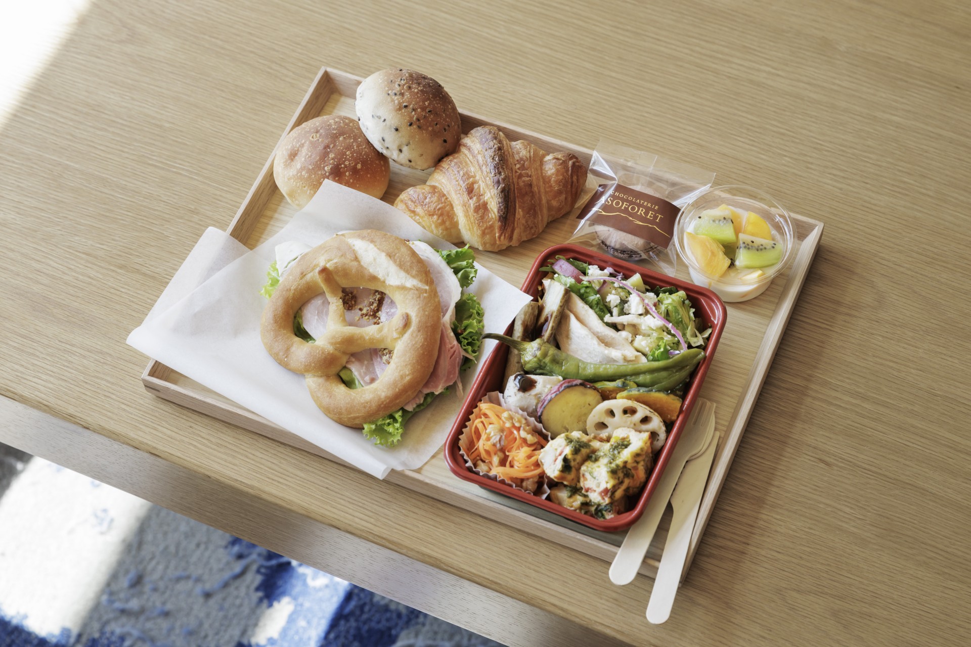 a tray of food on a table