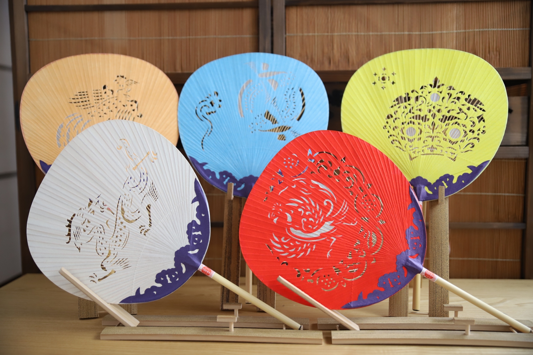 a group of colorful fan