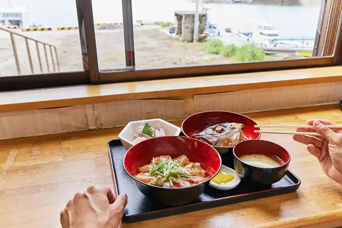a tray of food on a table