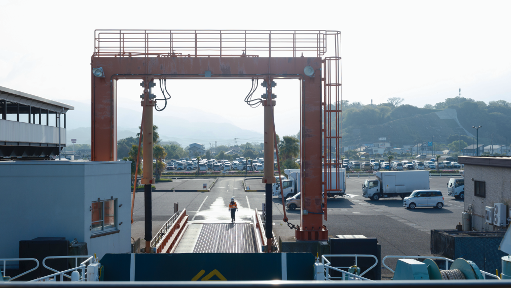 a man walking on a ramp