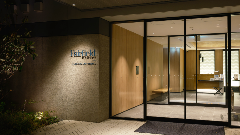 a glass door of a building