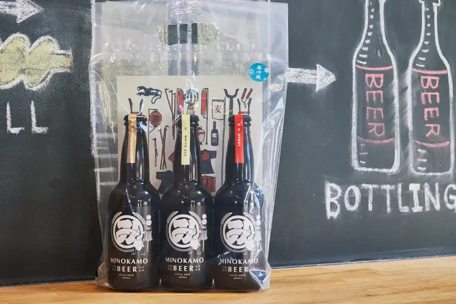 a group of bottles in a plastic bag