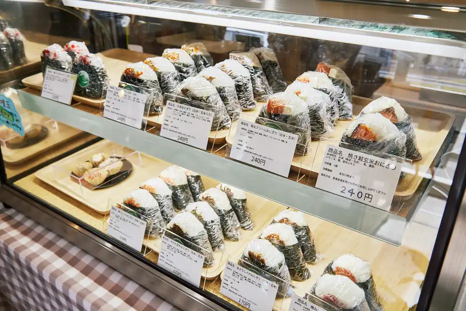a display case with food on it