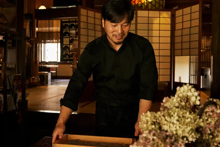 a man in a black shirt