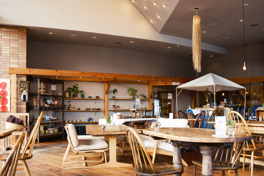 a room with tables and chairs