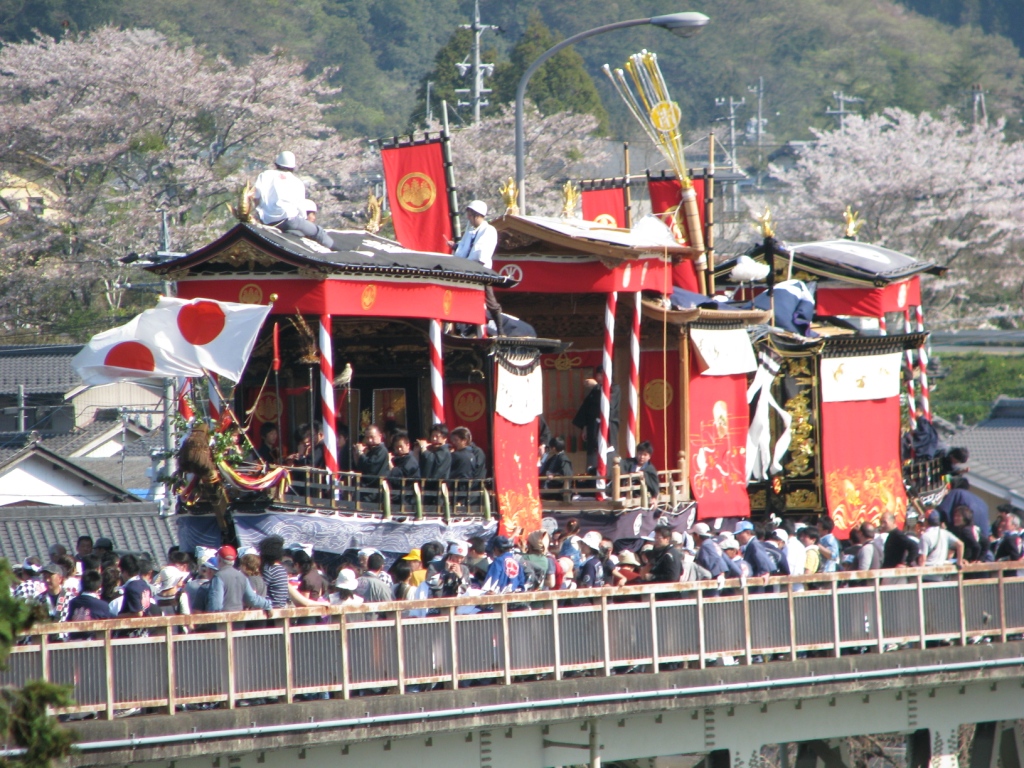 a group of people on a bridge