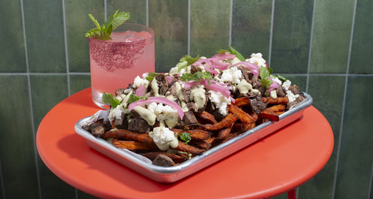 a tray of food on a table