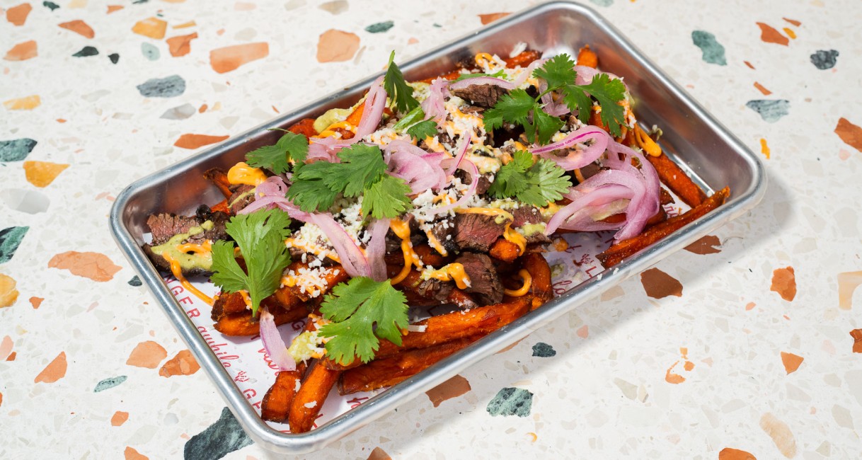 a tray of food on a counter