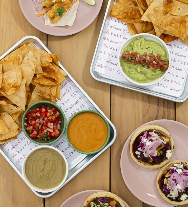 a trays of food on a table