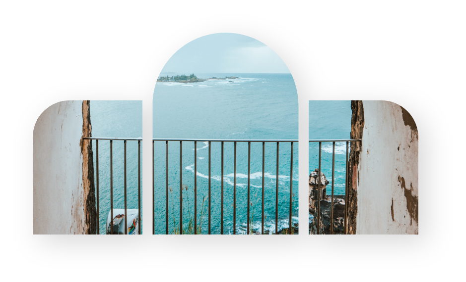 a view of the ocean from a window
