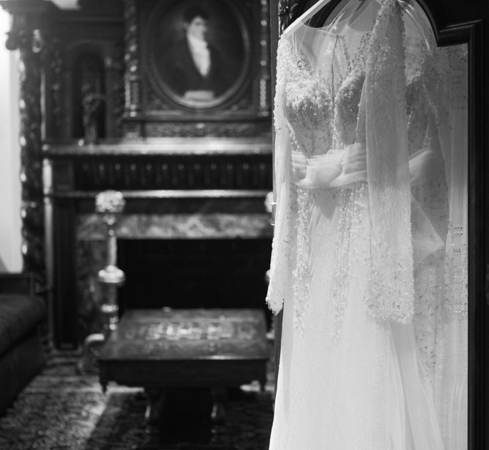 a wedding dress on a swinger