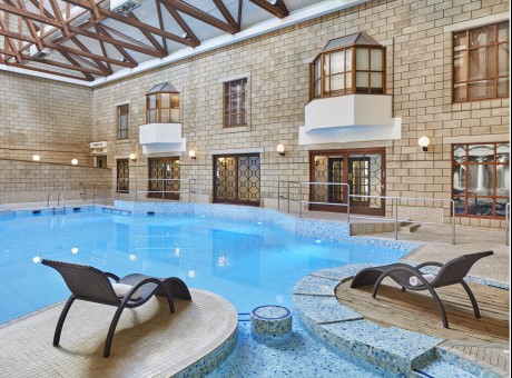 a pool inside a building