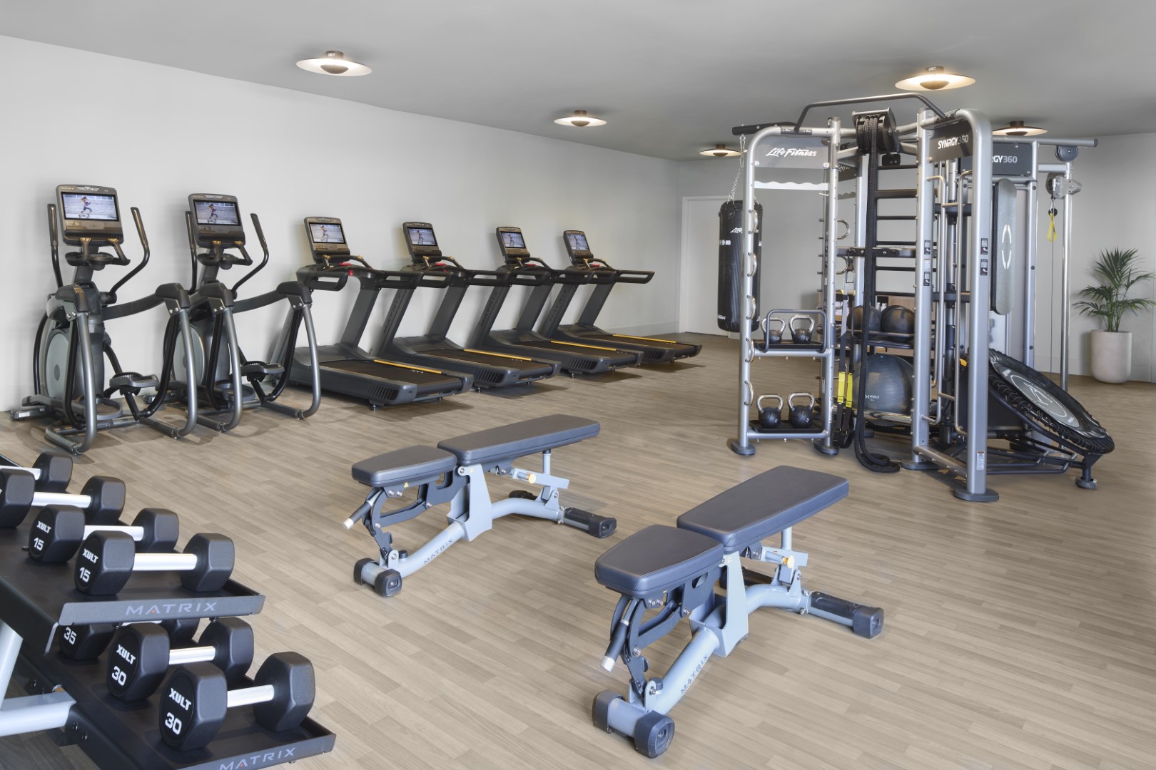 a room with exercise equipment