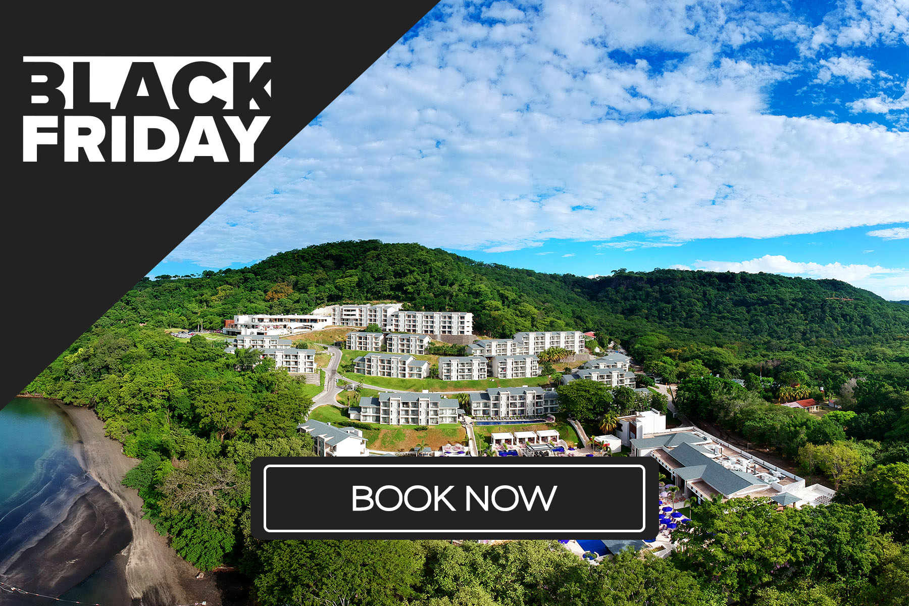 a group of buildings in a forest