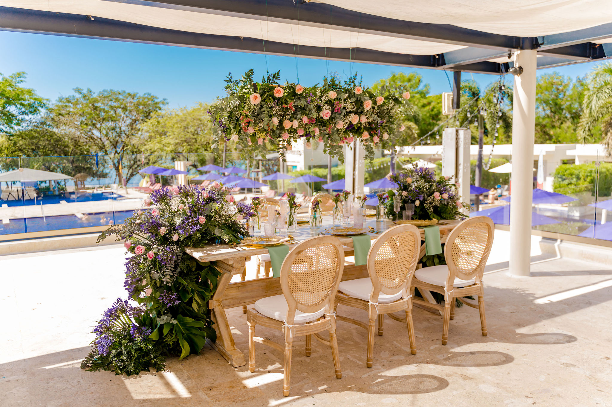 a table set up for a dinner party