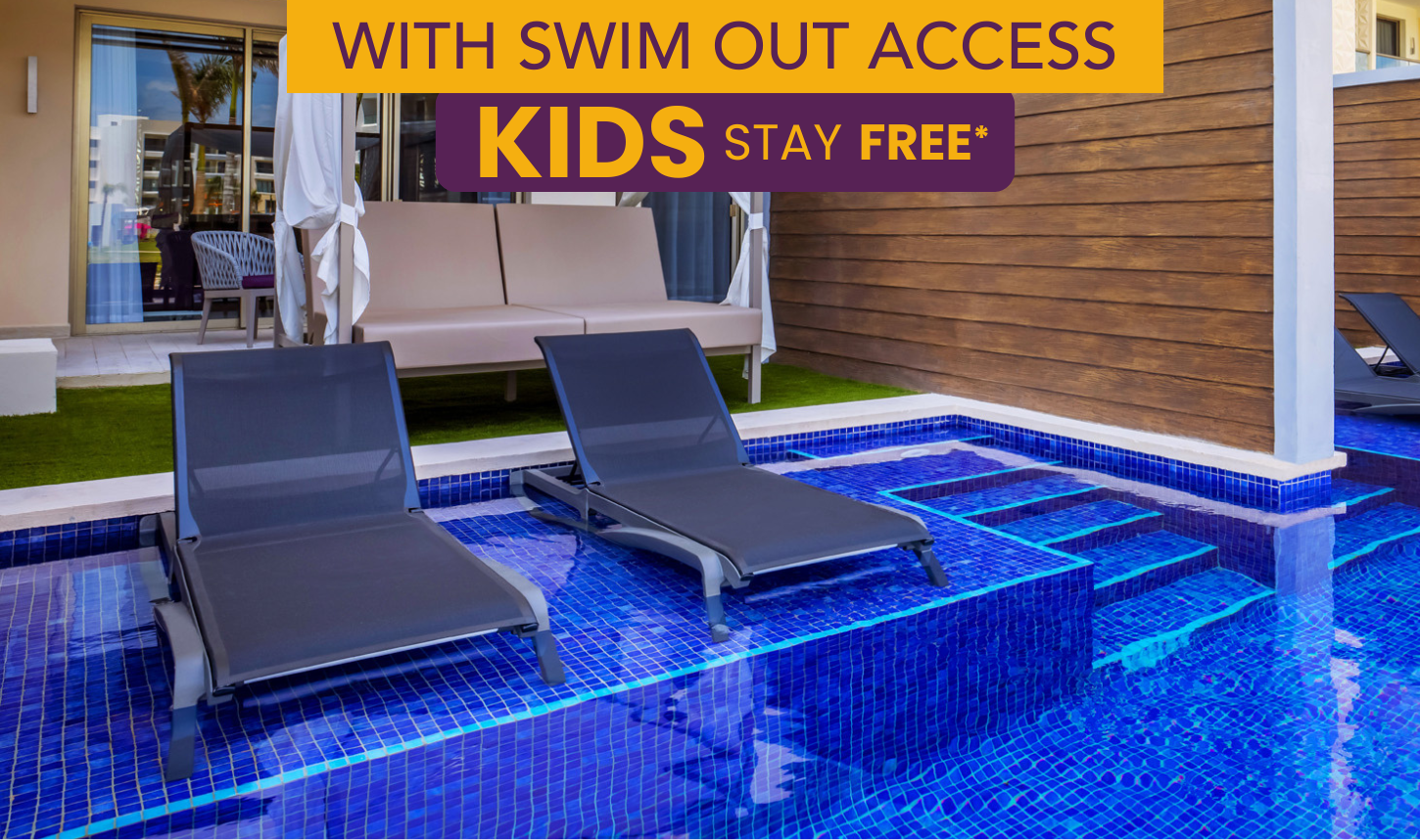 a pool with chairs in it