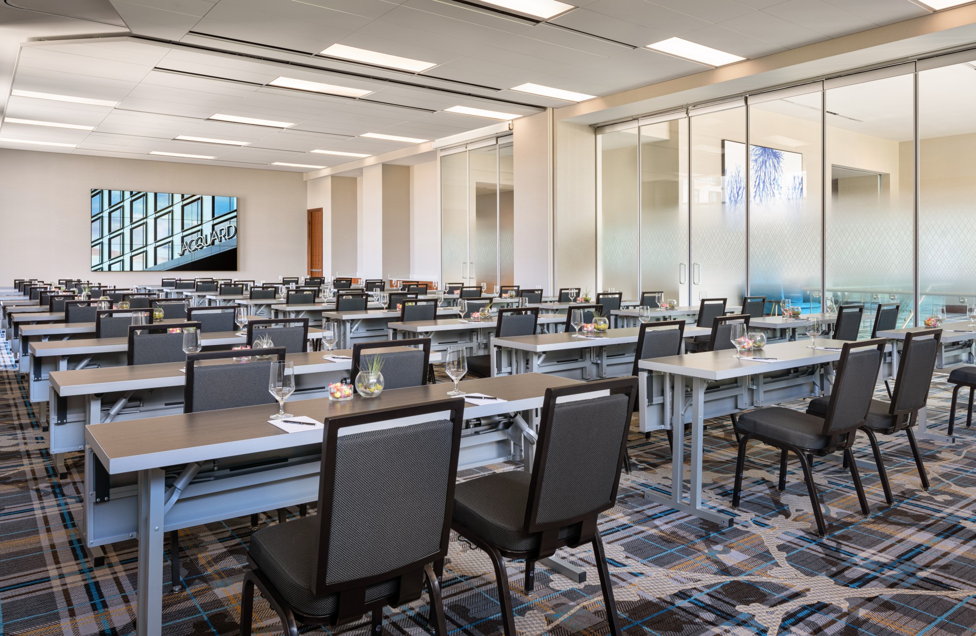 a room with tables and chairs main