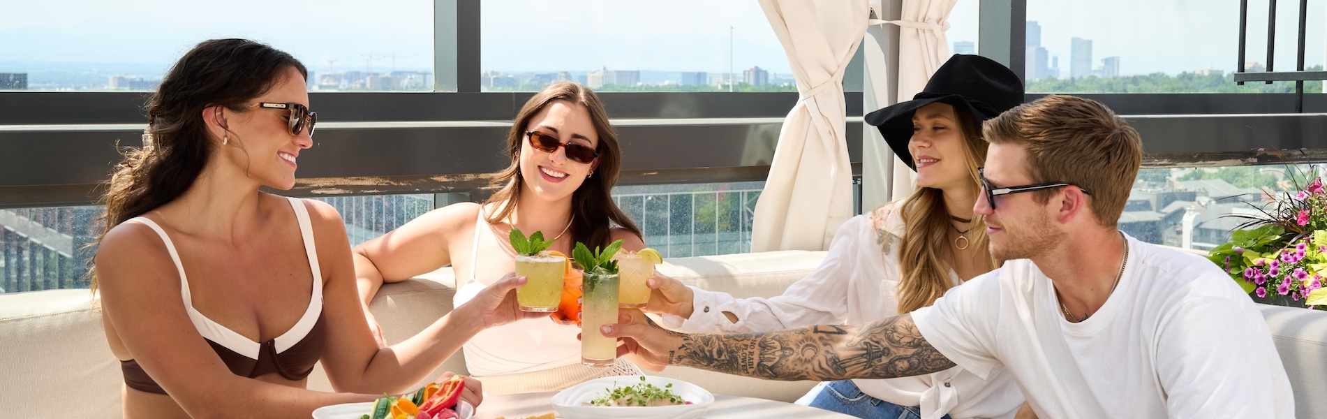 a plate of food and a glass of wine