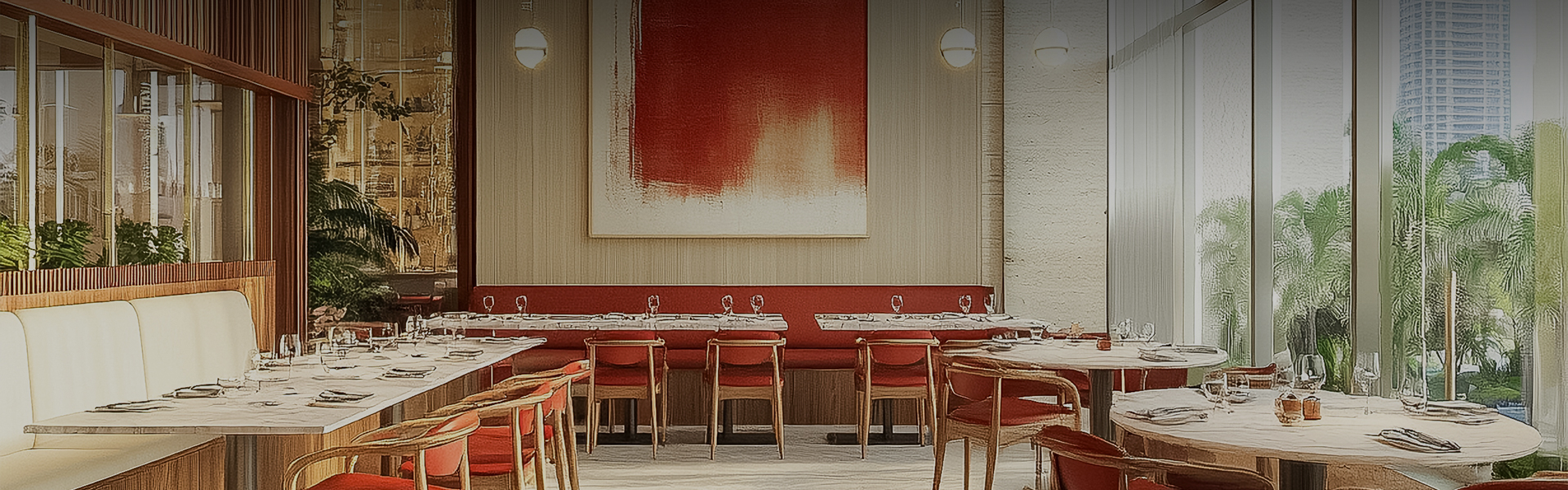 a restaurant with tables and chairs