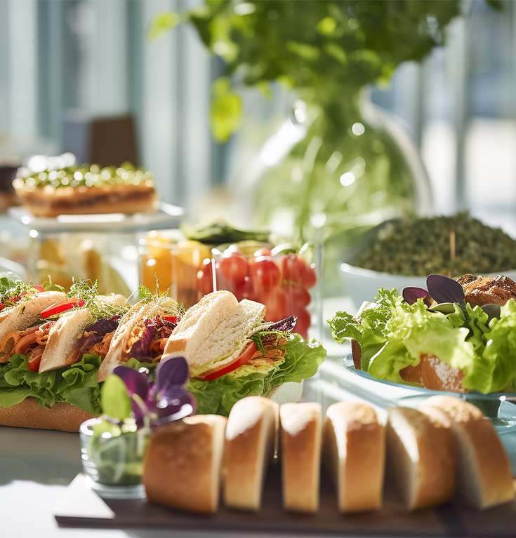 a table full of sandwiches