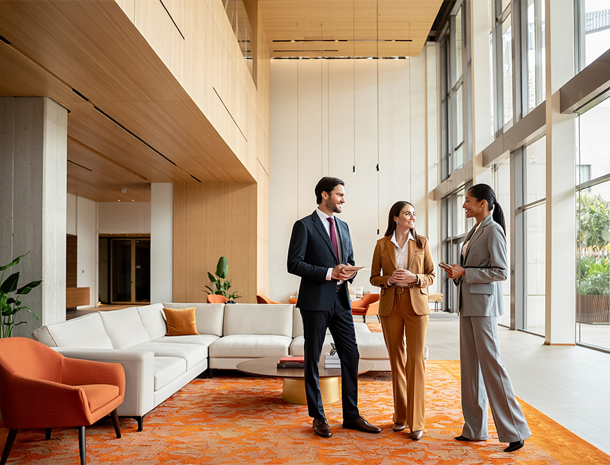 a group of people in a room main