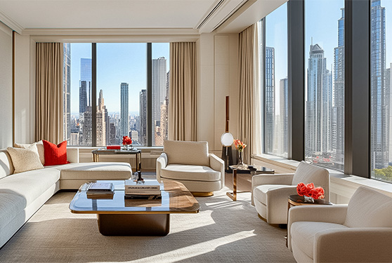 a room with a view of a city