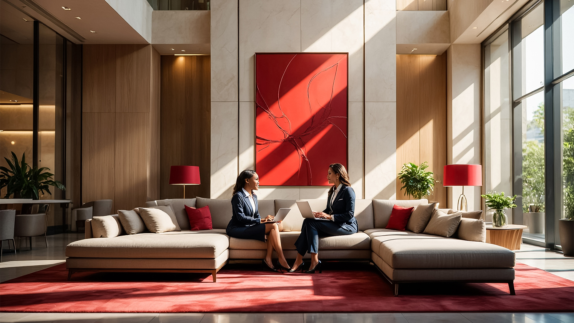 two women sitting on a couch main