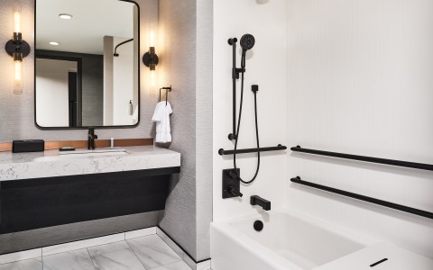 a bathroom with a sink and a bathtub