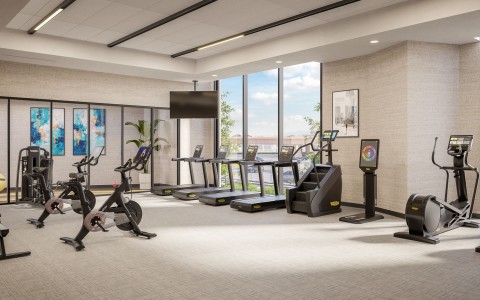 a room with exercise equipment
