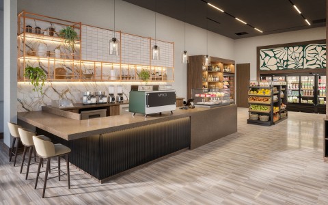 a store with shelves and shelves of food