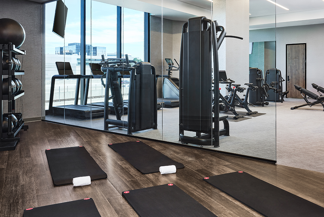a gym with exercise equipment
