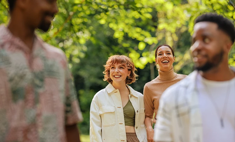 a group of people laughing